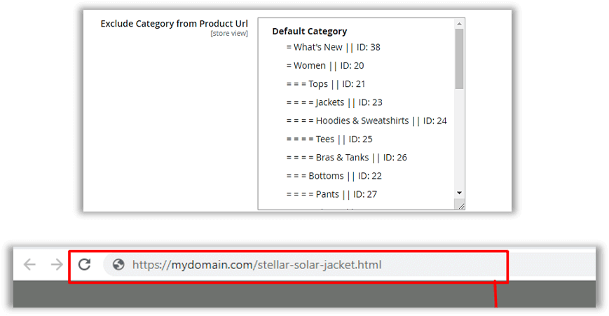 Exclude category path