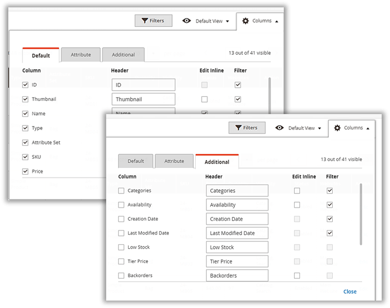 Grid tabs