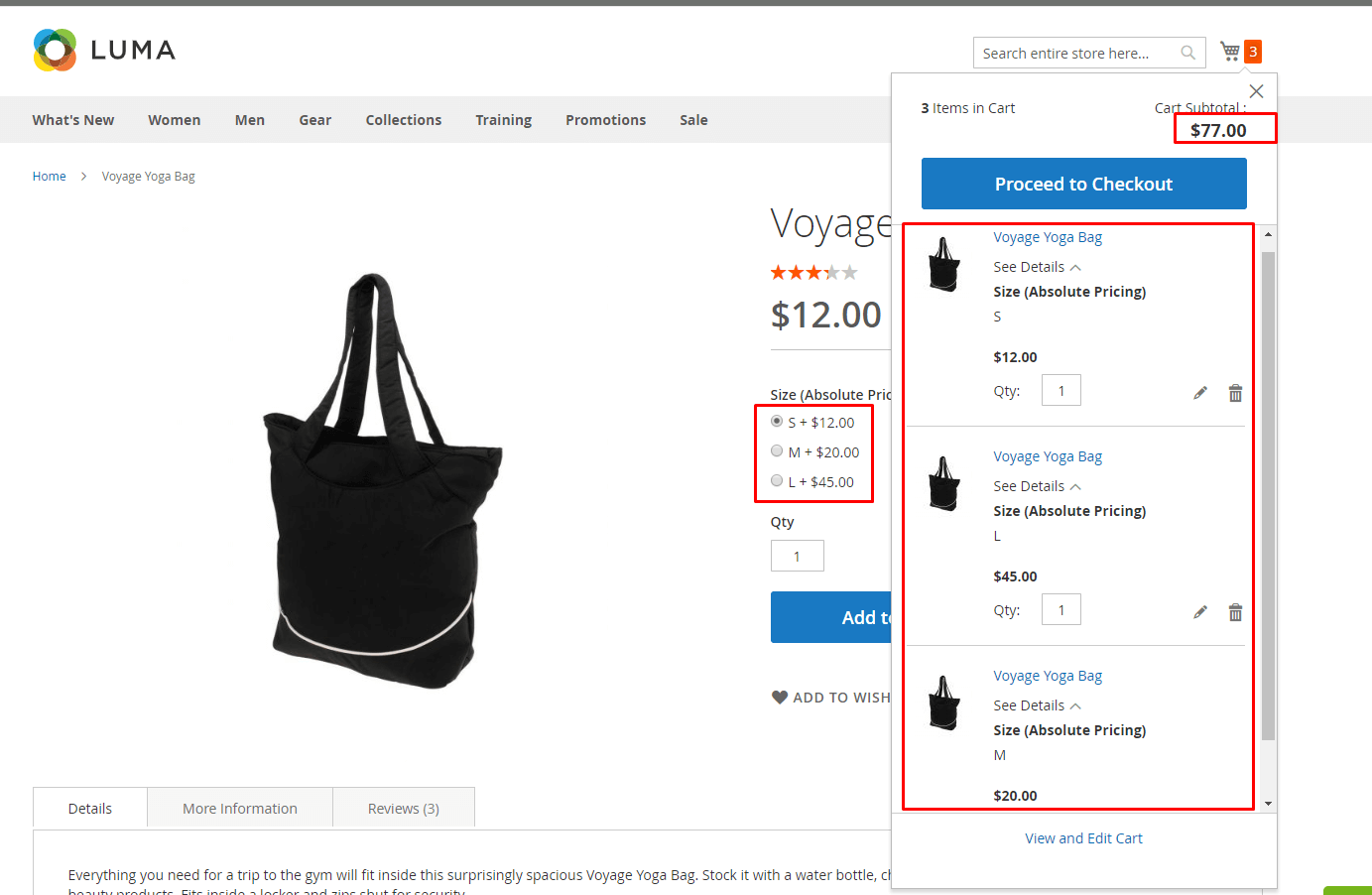 Multiple products with absolute price added to the cart