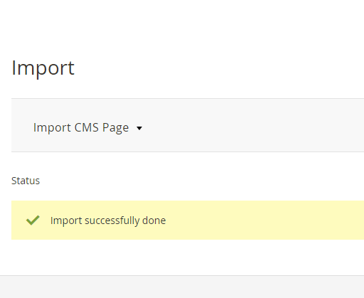 Successful import message