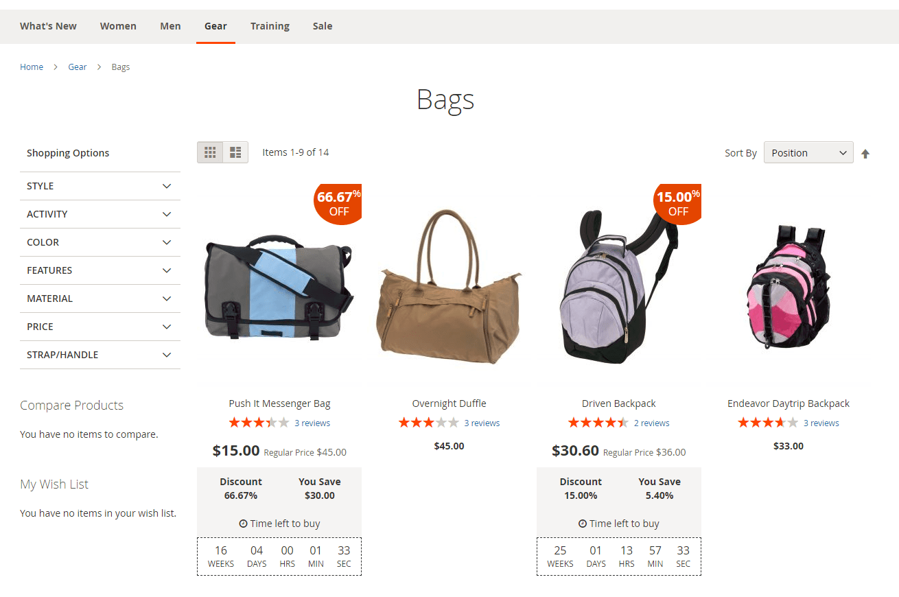 Deals on category page