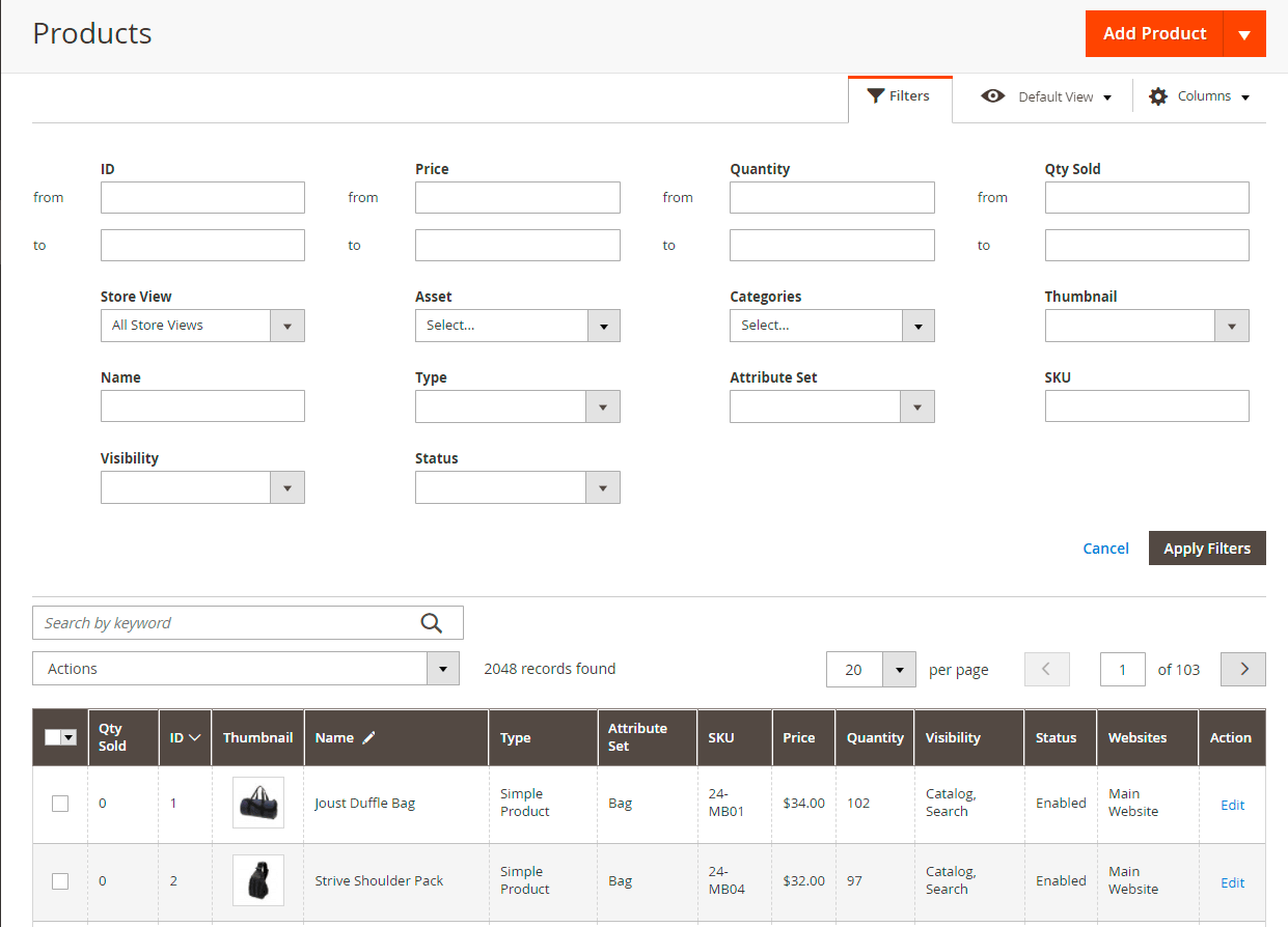Custom filters