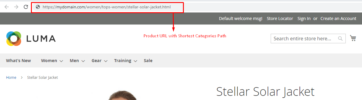 Product URL with shortest categories path