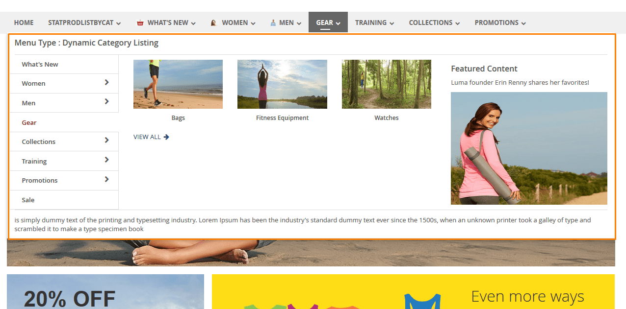 Submenu  type dynamic category listing