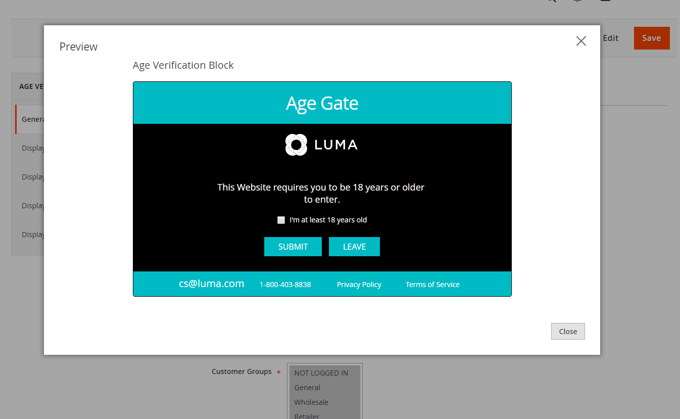 Preview the age verification