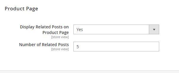 Product page settings