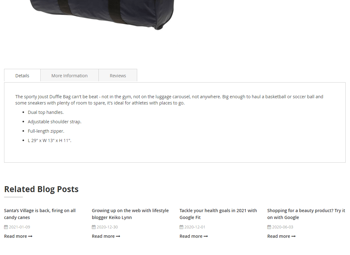 Related posts on product page