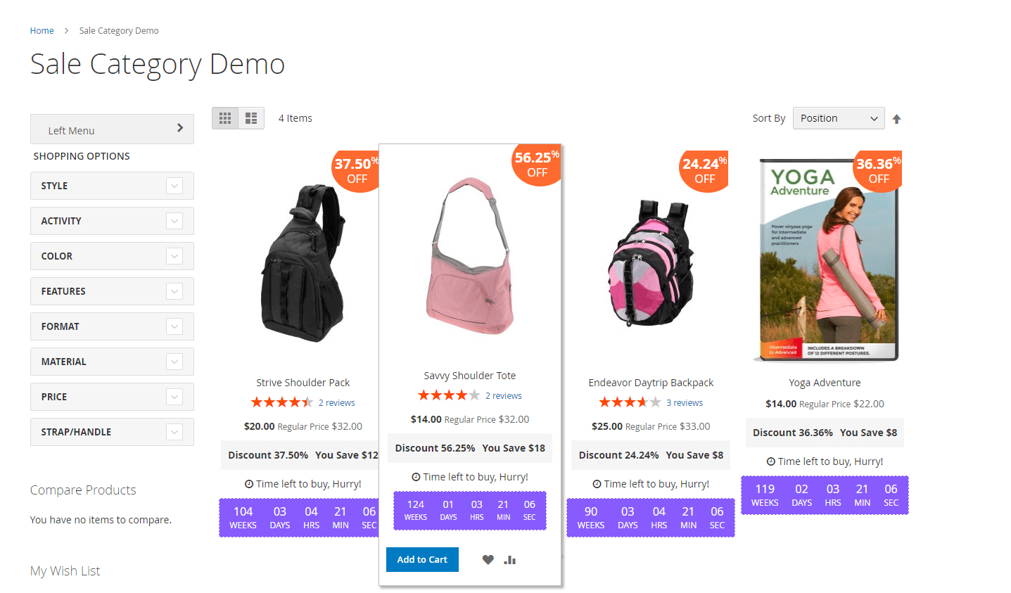 Sale category page