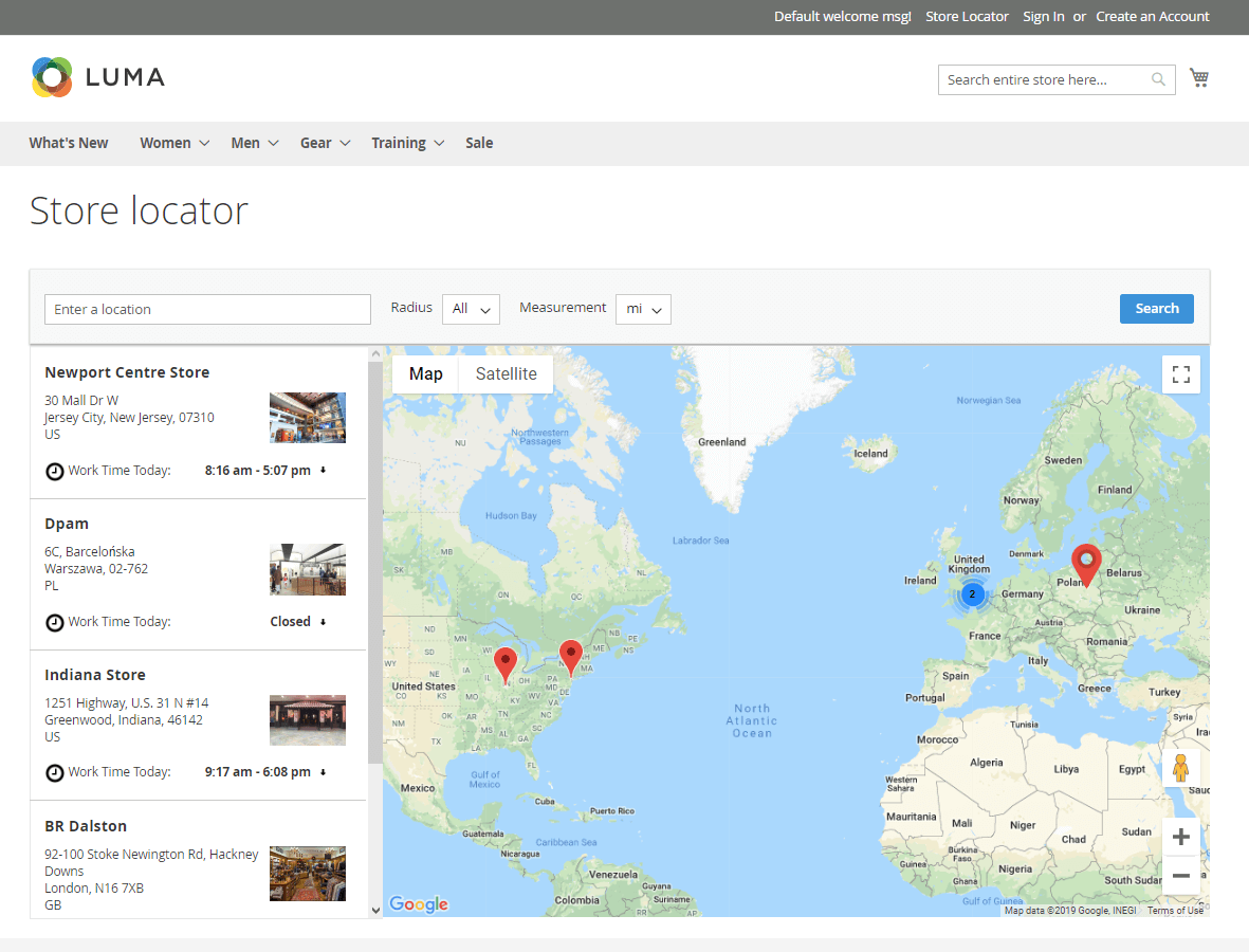 Location index page