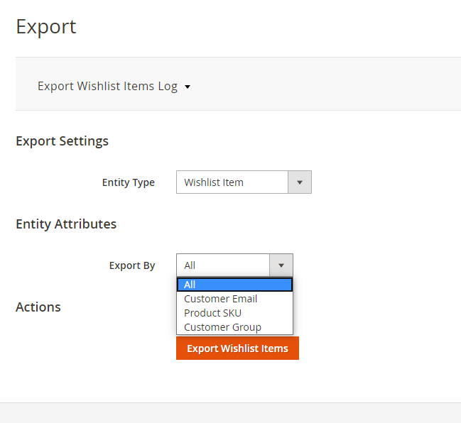 Export wishlist items