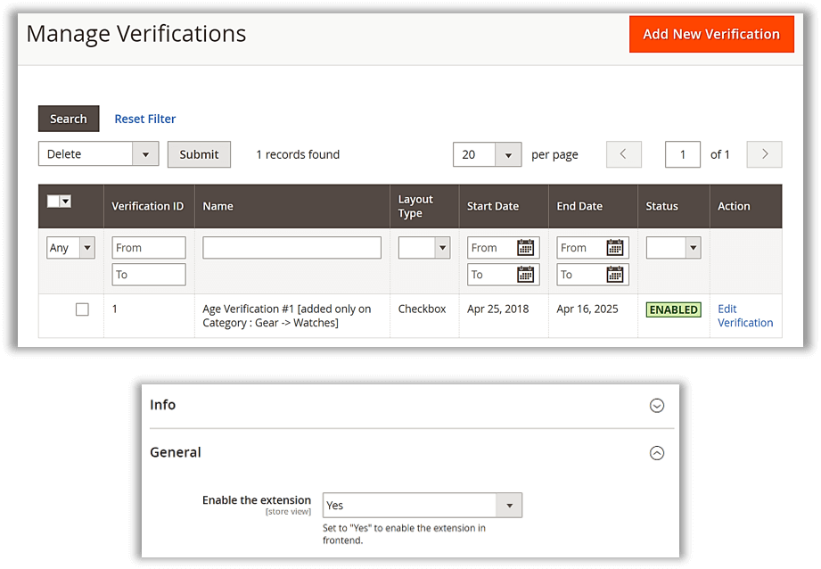 Age verification management