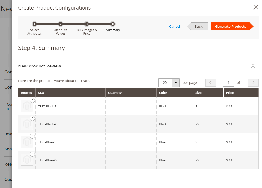 Summary setup