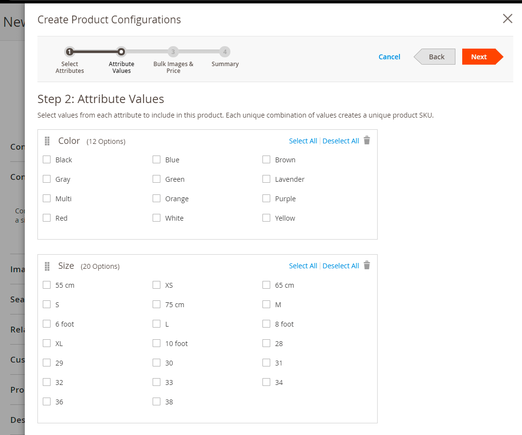 Configurations values setup