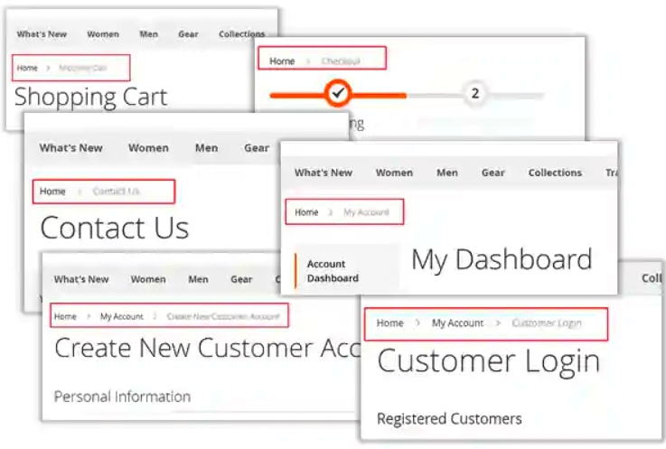 Magento 2 breadcrumbs on other pages