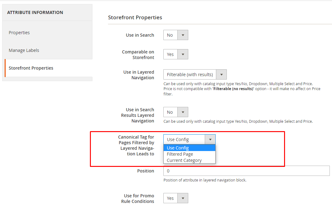 Magento 2 canonical attribute